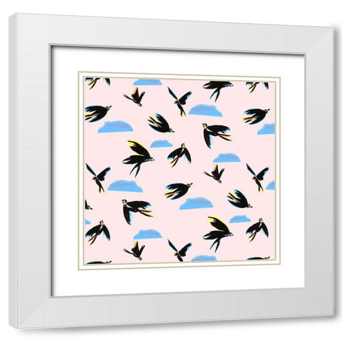 Capri Collection H White Modern Wood Framed Art Print with Double Matting by Blanckslate