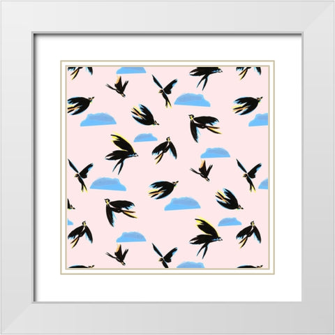 Capri Collection H White Modern Wood Framed Art Print with Double Matting by Blanckslate