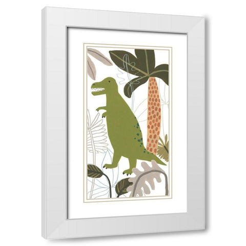 Mighty Dinos Collection B White Modern Wood Framed Art Print with Double Matting by Vess, June Erica