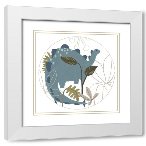 Mighty Dinos Collection C White Modern Wood Framed Art Print with Double Matting by Vess, June Erica