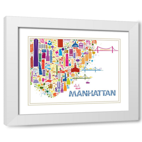 New York Collection A White Modern Wood Framed Art Print with Double Matting by Esquer, Rafael