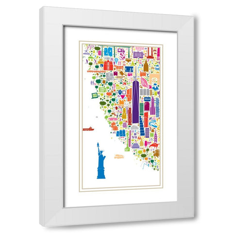 New York Collection B White Modern Wood Framed Art Print with Double Matting by Esquer, Rafael