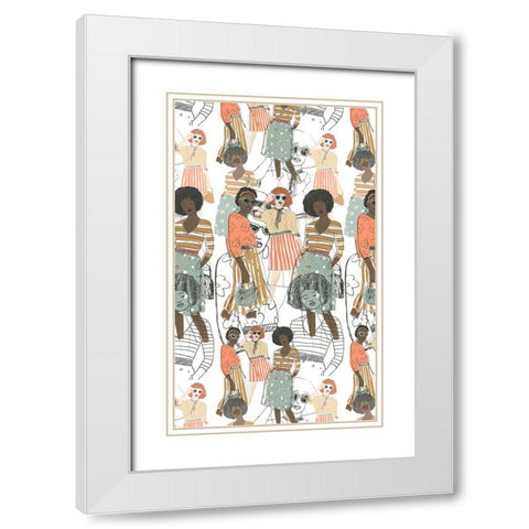 Fashion Vignette Collection E White Modern Wood Framed Art Print with Double Matting by Vess, June Erica