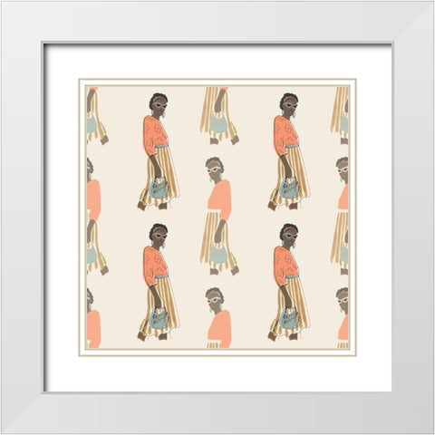 Fashion Vignette Collection F White Modern Wood Framed Art Print with Double Matting by Vess, June Erica