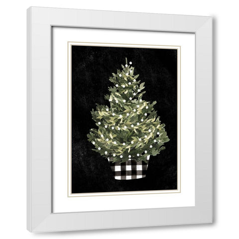 Modern Gingham Christmas Collection B White Modern Wood Framed Art Print with Double Matting by Caroline, Emma