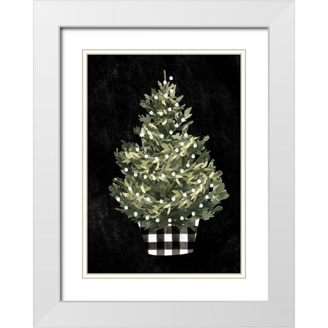 Modern Gingham Christmas Collection B White Modern Wood Framed Art Print with Double Matting by Caroline, Emma