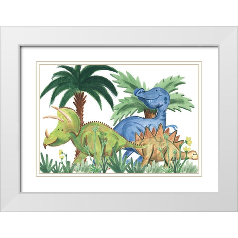 Dino Buddies Collection A White Modern Wood Framed Art Print with Double Matting by Douglas, Jamie