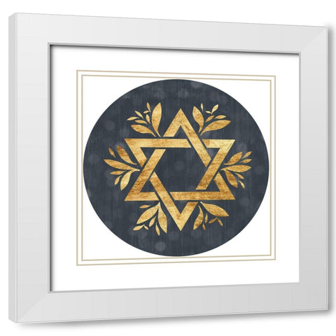 Golden Hanukkah Collection C White Modern Wood Framed Art Print with Double Matting by Popp, Grace