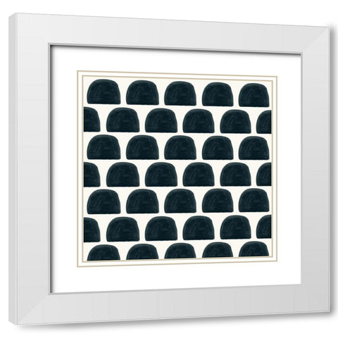 Brushy Shapes Collection F White Modern Wood Framed Art Print with Double Matting by Barnes, Victoria