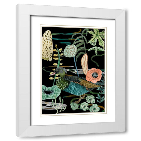 Duck in River Collection B White Modern Wood Framed Art Print with Double Matting by Wang, Melissa