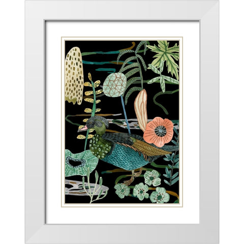 Duck in River Collection B White Modern Wood Framed Art Print with Double Matting by Wang, Melissa