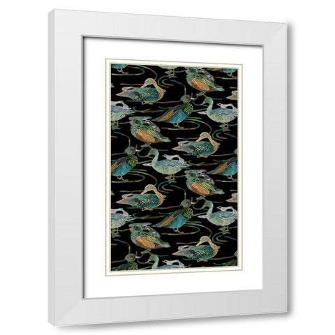 Duck in River Collection E White Modern Wood Framed Art Print with Double Matting by Wang, Melissa