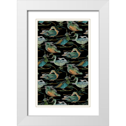 Duck in River Collection E White Modern Wood Framed Art Print with Double Matting by Wang, Melissa