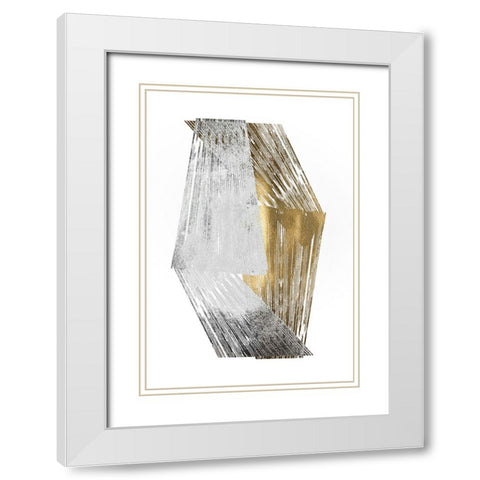 Silver and Gold Foil Stripes White Modern Wood Framed Art Print with Double Matting by Goldberger, Jennifer