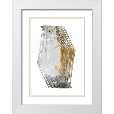 Silver and Gold Foil Stripes White Modern Wood Framed Art Print with Double Matting by Goldberger, Jennifer