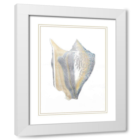 Silver Foil Shell III with Hand Color White Modern Wood Framed Art Print with Double Matting by Vision Studio
