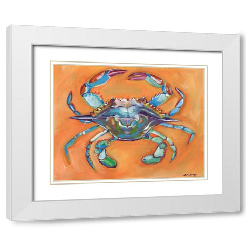 Blue Crab White Modern Wood Framed Art Print with Double Matting by Seay, Anne