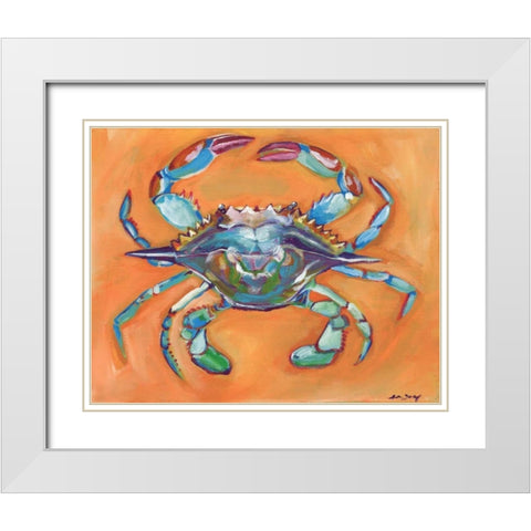 Blue Crab White Modern Wood Framed Art Print with Double Matting by Seay, Anne