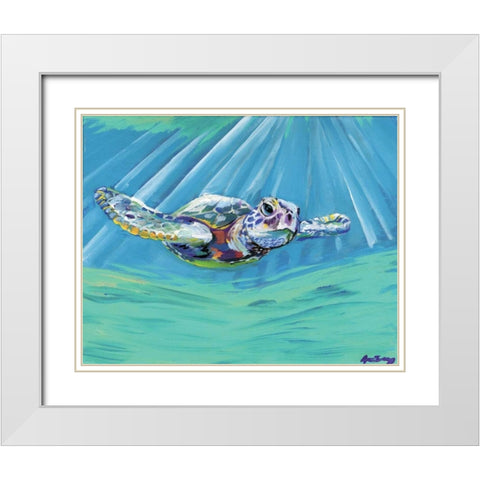 Turtle White Modern Wood Framed Art Print with Double Matting by Seay, Anne