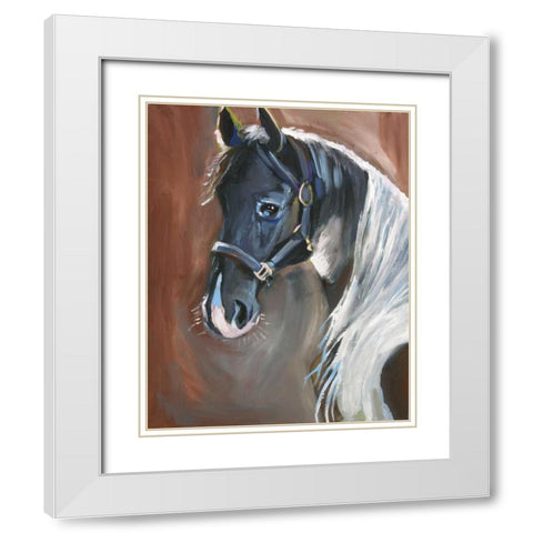 Horse White Modern Wood Framed Art Print with Double Matting by Seay, Anne