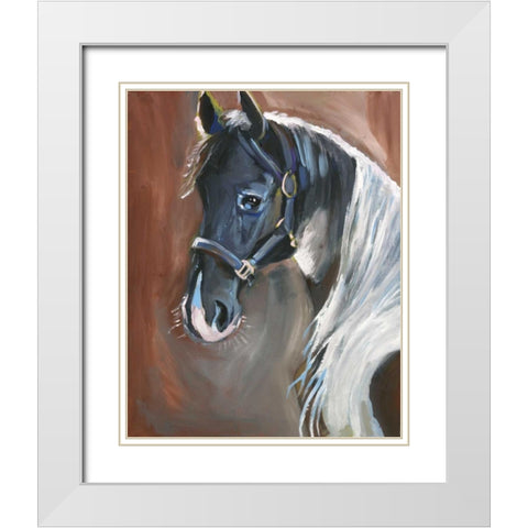 Horse White Modern Wood Framed Art Print with Double Matting by Seay, Anne