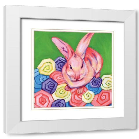 Easter Bunny White Modern Wood Framed Art Print with Double Matting by Seay, Anne