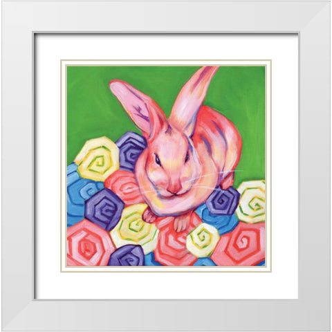 Easter Bunny White Modern Wood Framed Art Print with Double Matting by Seay, Anne