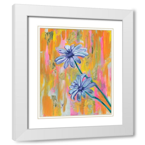 Flowers with Gold White Modern Wood Framed Art Print with Double Matting by Seay, Anne