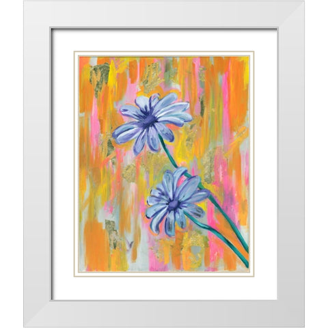 Flowers with Gold White Modern Wood Framed Art Print with Double Matting by Seay, Anne