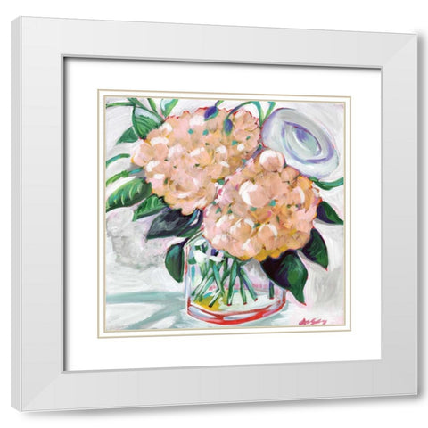 Hydrangeas White Modern Wood Framed Art Print with Double Matting by Seay, Anne