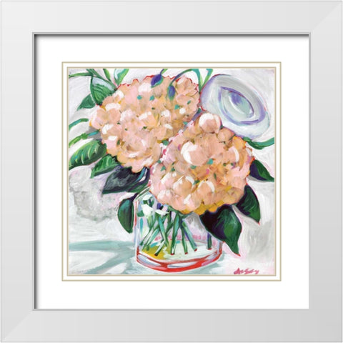 Hydrangeas White Modern Wood Framed Art Print with Double Matting by Seay, Anne