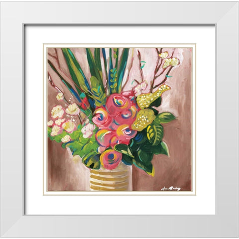 Floral Arrangement White Modern Wood Framed Art Print with Double Matting by Seay, Anne