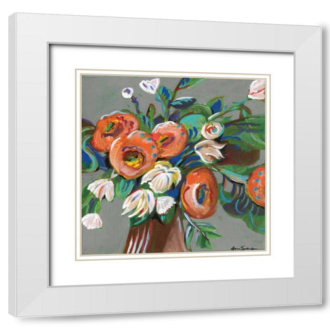 Floral Arrangement II White Modern Wood Framed Art Print with Double Matting by Seay, Anne