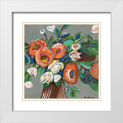 Floral Arrangement II White Modern Wood Framed Art Print with Double Matting by Seay, Anne