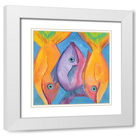 Fish White Modern Wood Framed Art Print with Double Matting by Seay, Anne
