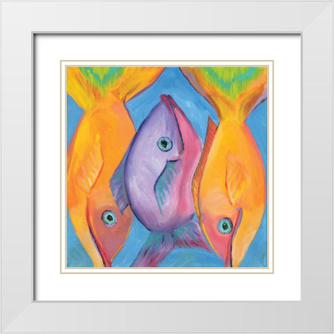 Fish White Modern Wood Framed Art Print with Double Matting by Seay, Anne