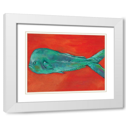 Fish and Orange White Modern Wood Framed Art Print with Double Matting by Seay, Anne