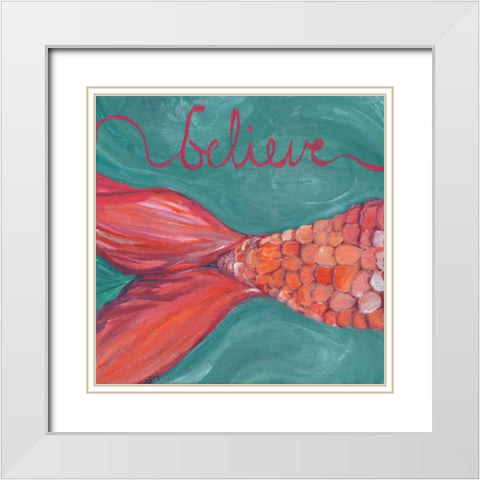 Believe White Modern Wood Framed Art Print with Double Matting by Seay, Anne