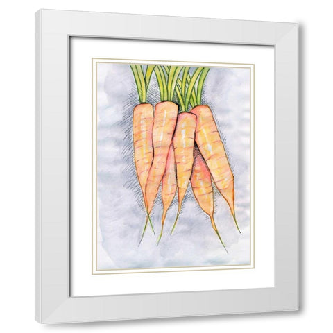 Carrots White Modern Wood Framed Art Print with Double Matting by Seay, Anne