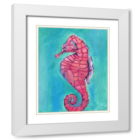 Seahorse White Modern Wood Framed Art Print with Double Matting by Seay, Anne