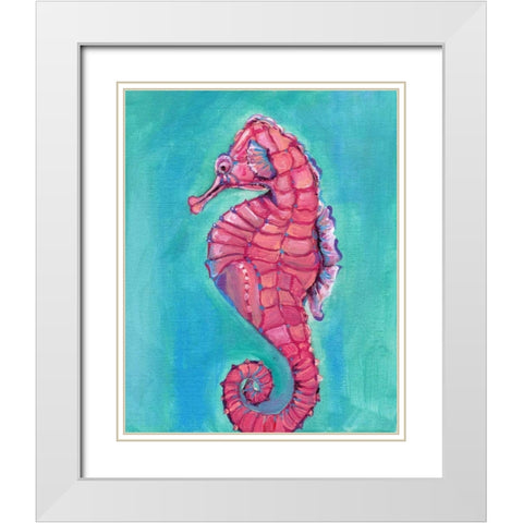 Seahorse White Modern Wood Framed Art Print with Double Matting by Seay, Anne