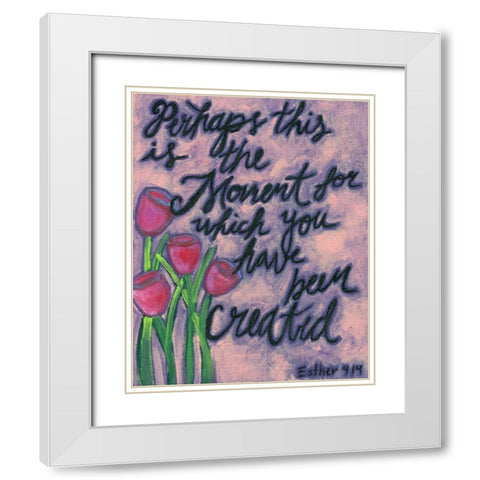 Tulips White Modern Wood Framed Art Print with Double Matting by Seay, Anne