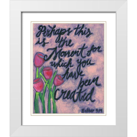 Tulips White Modern Wood Framed Art Print with Double Matting by Seay, Anne