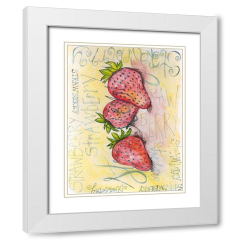 Strawberries White Modern Wood Framed Art Print with Double Matting by Seay, Anne