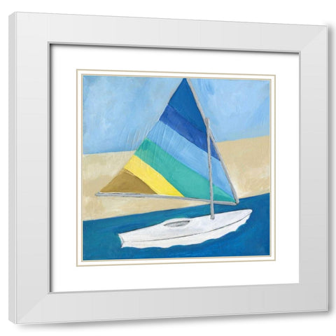 Sailboat White Modern Wood Framed Art Print with Double Matting by Seay, Anne