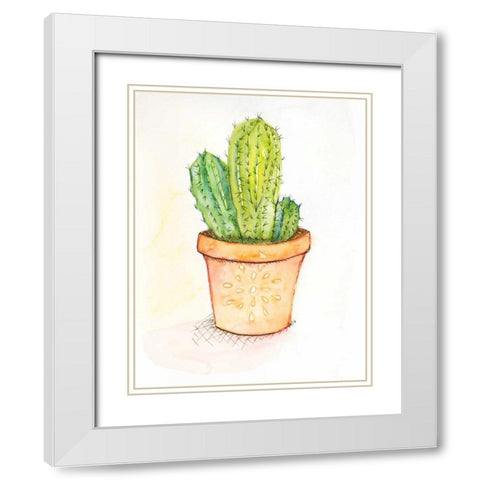 Cactus II White Modern Wood Framed Art Print with Double Matting by Seay, Anne