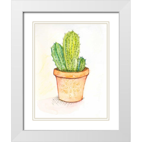 Cactus II White Modern Wood Framed Art Print with Double Matting by Seay, Anne
