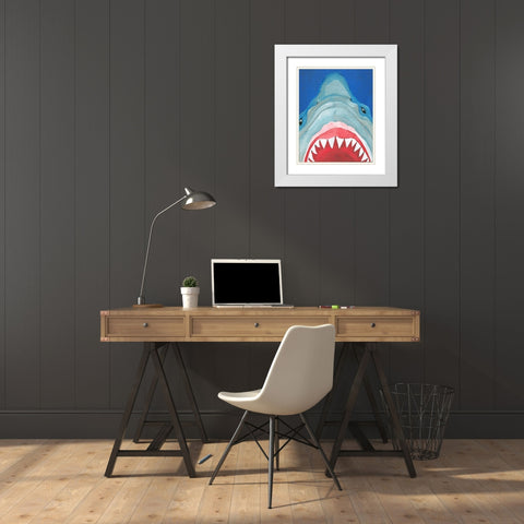 Shark White Modern Wood Framed Art Print with Double Matting by Seay, Anne