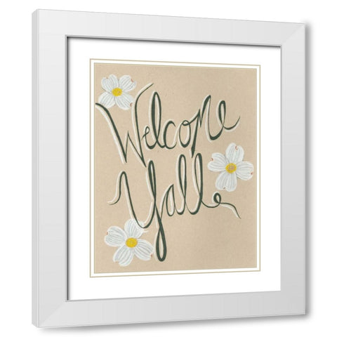 Welcome White Modern Wood Framed Art Print with Double Matting by Seay, Anne