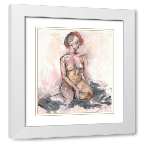 Nude I White Modern Wood Framed Art Print with Double Matting by Seay, Anne